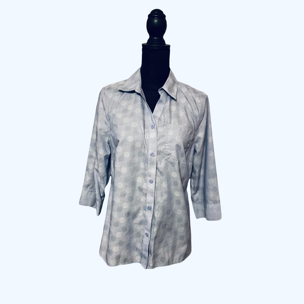 Chico’s 3/4 Sleeve Button Front Polka Dot Top